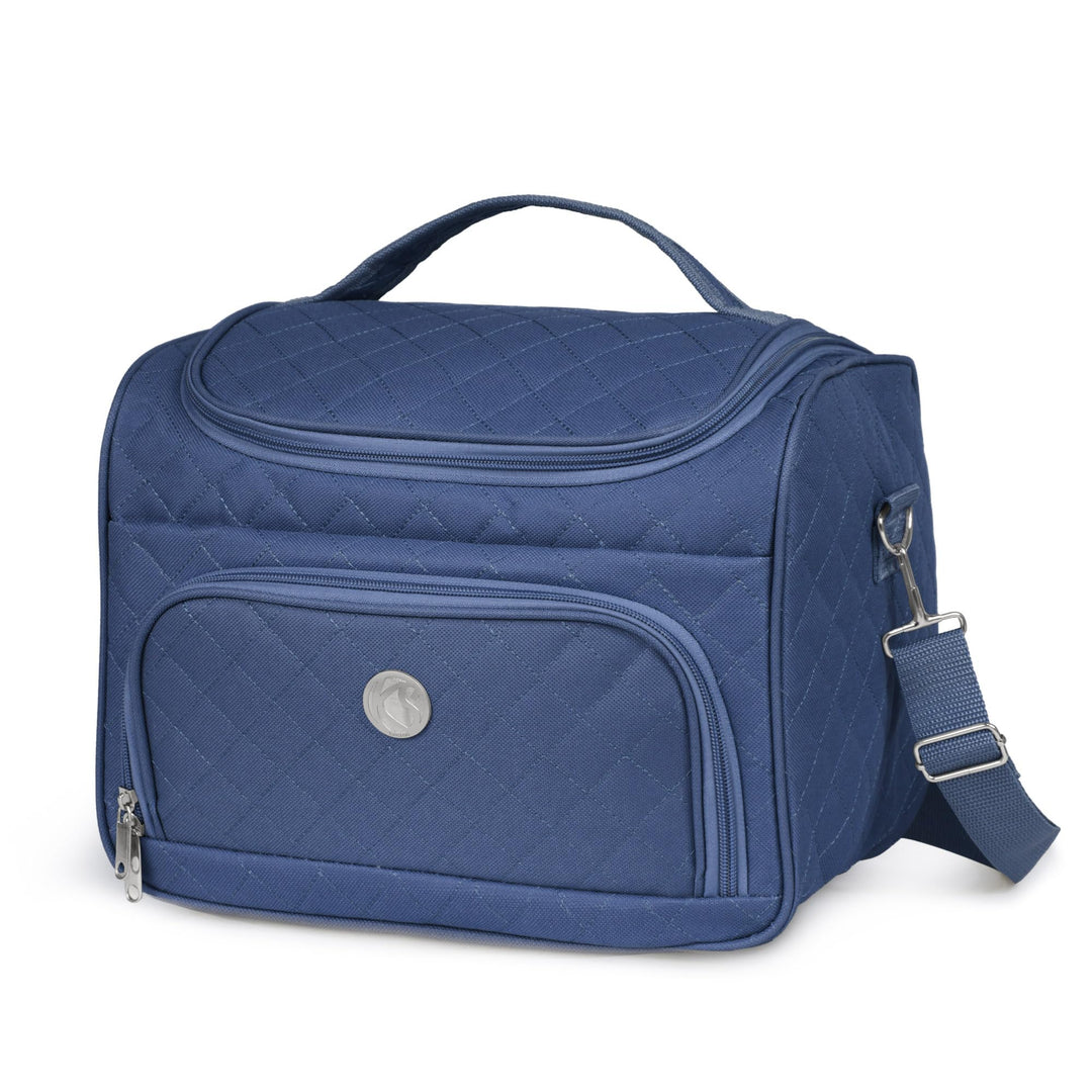 Kosmetiktasche für unterwegs, halbstarr, 25 cm, Kosmetiktasche KINSTON Dunkelblau, Dunkelblau