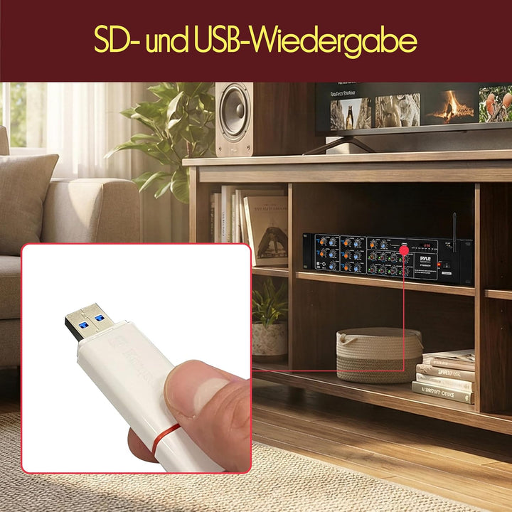 Pyle Mischverstärker, 8-Kanal Bluetooth HiFi Verstärker/Endstufe 4000W mit Mikrofon mit Talkover, RC
