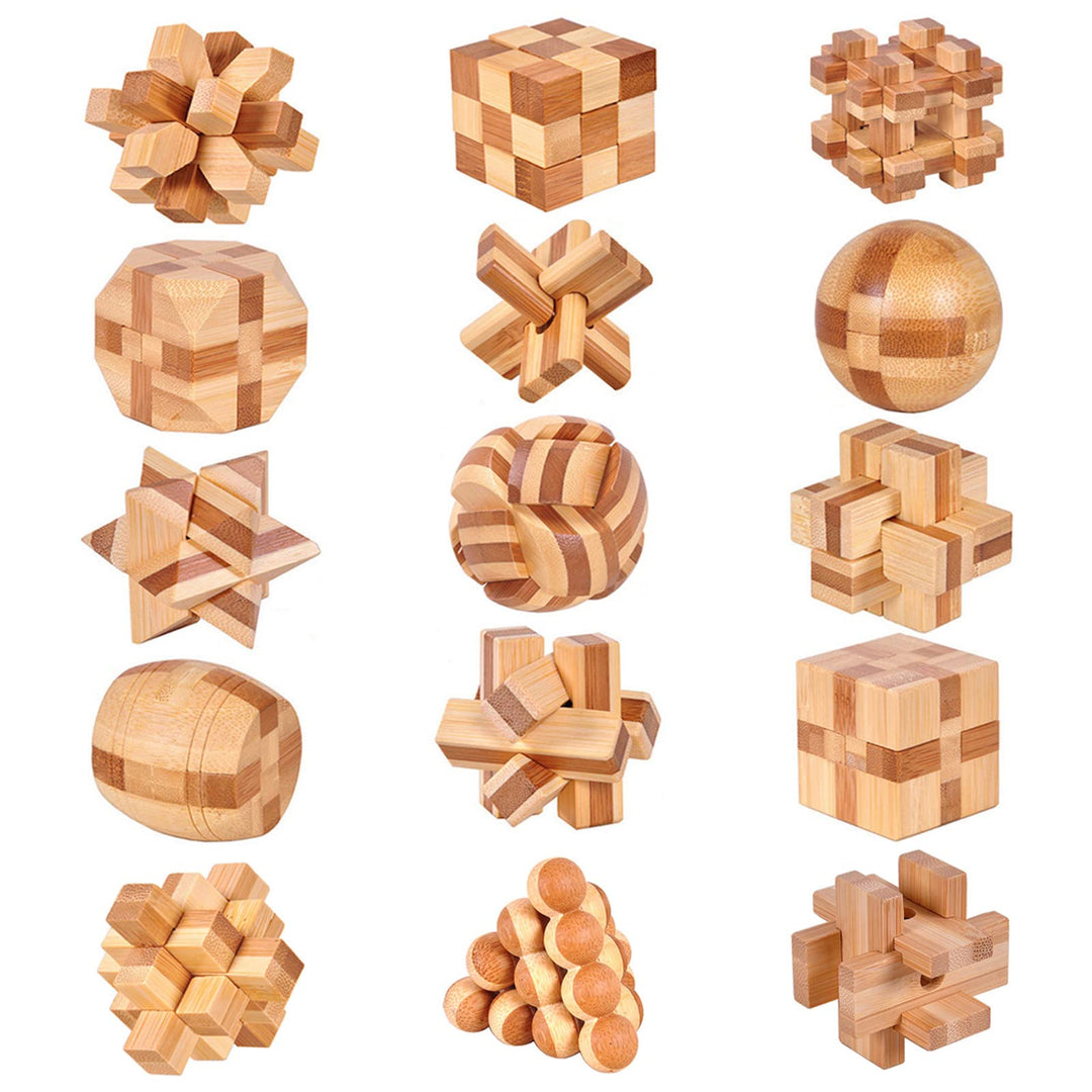15 Stück Knobelspiele Holz, Geschicklichkeitsspiel Holz, Logikspiele IQ Spiele Geduldspiel Knobelspi