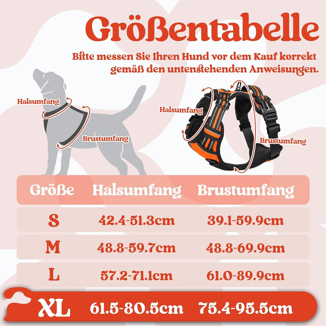 rabbitgoo Hundegeschirr Grosse Hunde, Verstellbare Geschirr Hund ohne Zug &amp; Würgen, Anti Zug Hundege