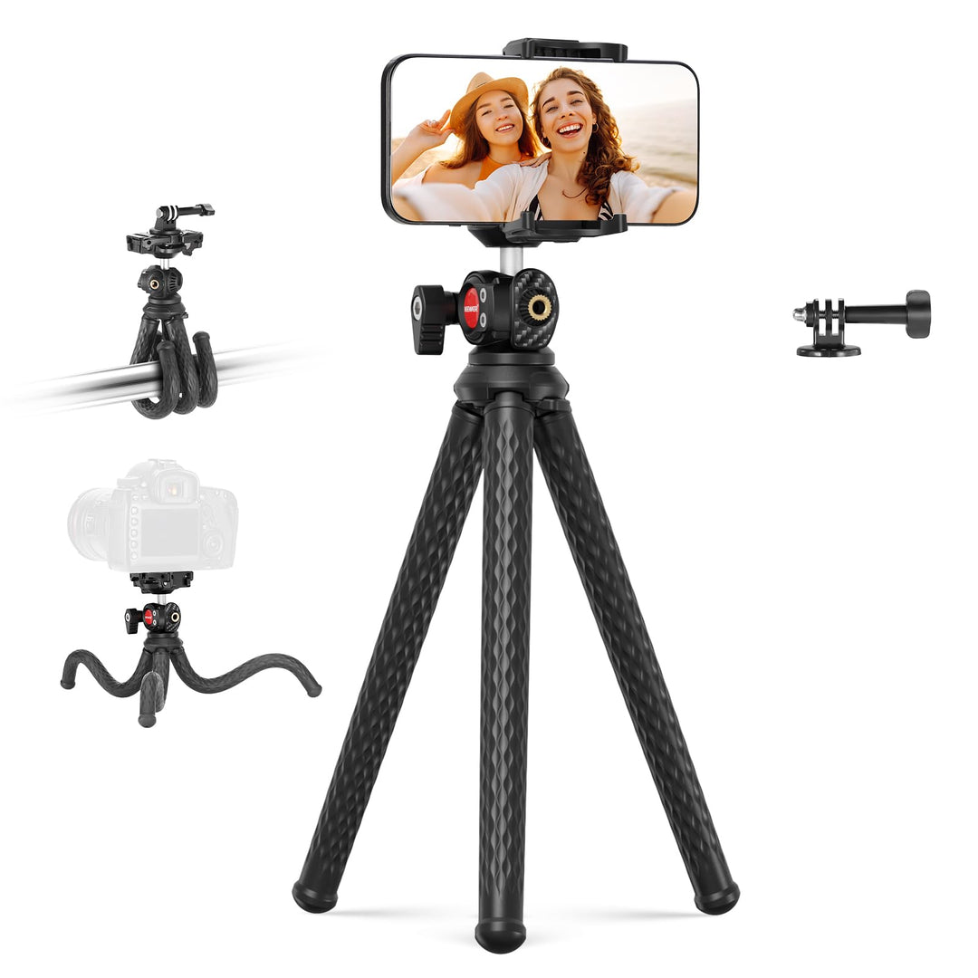 NEEWER Stativ Flexibel Fernbedienung Mini Kamera Handystativ mit Handy Halterung, Action Kamera Adap