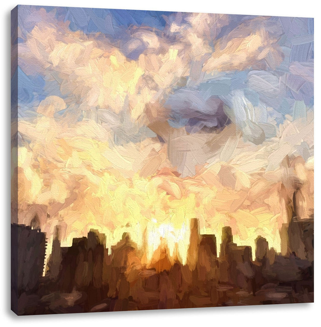 Pixxprint Skyline von Chicago Skyneedle, Format: 70x70 auf Leinwand, 70x70