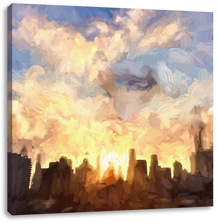 Pixxprint Skyline von Chicago Skyneedle, Format: 70x70 auf Leinwand, 70x70