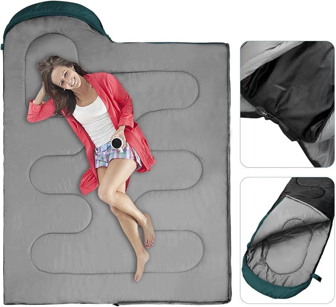 Schlafsack Outdoor für Camping 3 Jahreszeiten Erwachsene Schlafsack, 2 in 1 Funktion Deckenschlafsäc