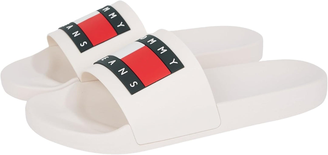 Tommy Jeans Herren Badeschuhe Pool Slide Badelatschen 40 EU Weiss, 40 EU Weiss