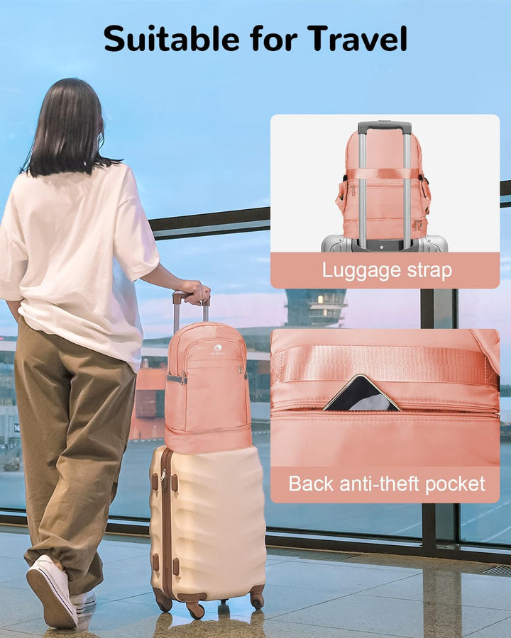 28L Reiserucksack Herren Damen, Schwimmrucksack mit Nasser Taschen, Wasserdichter Sportrucksack mit