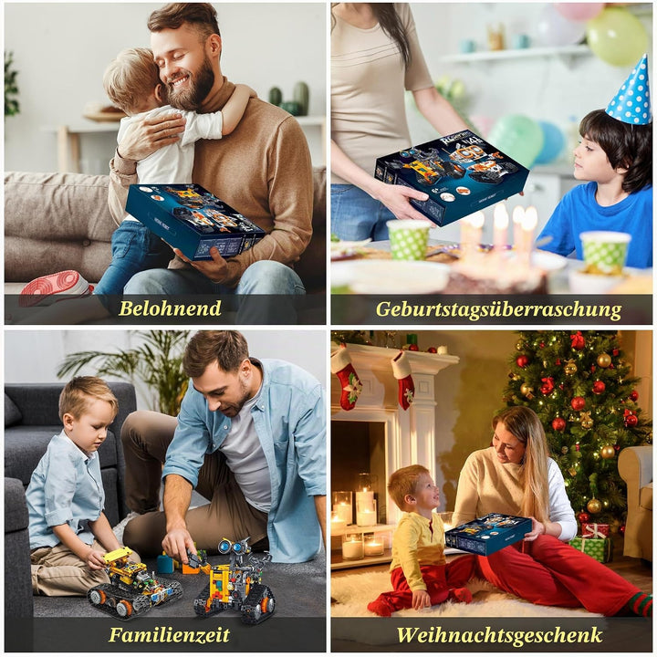 MOJINO Technik ab 5 6 7 8 9 10 11 12+ Jahre Jungen, 4 in 1 Roboter Kinder Roboticset mit App-Fernste