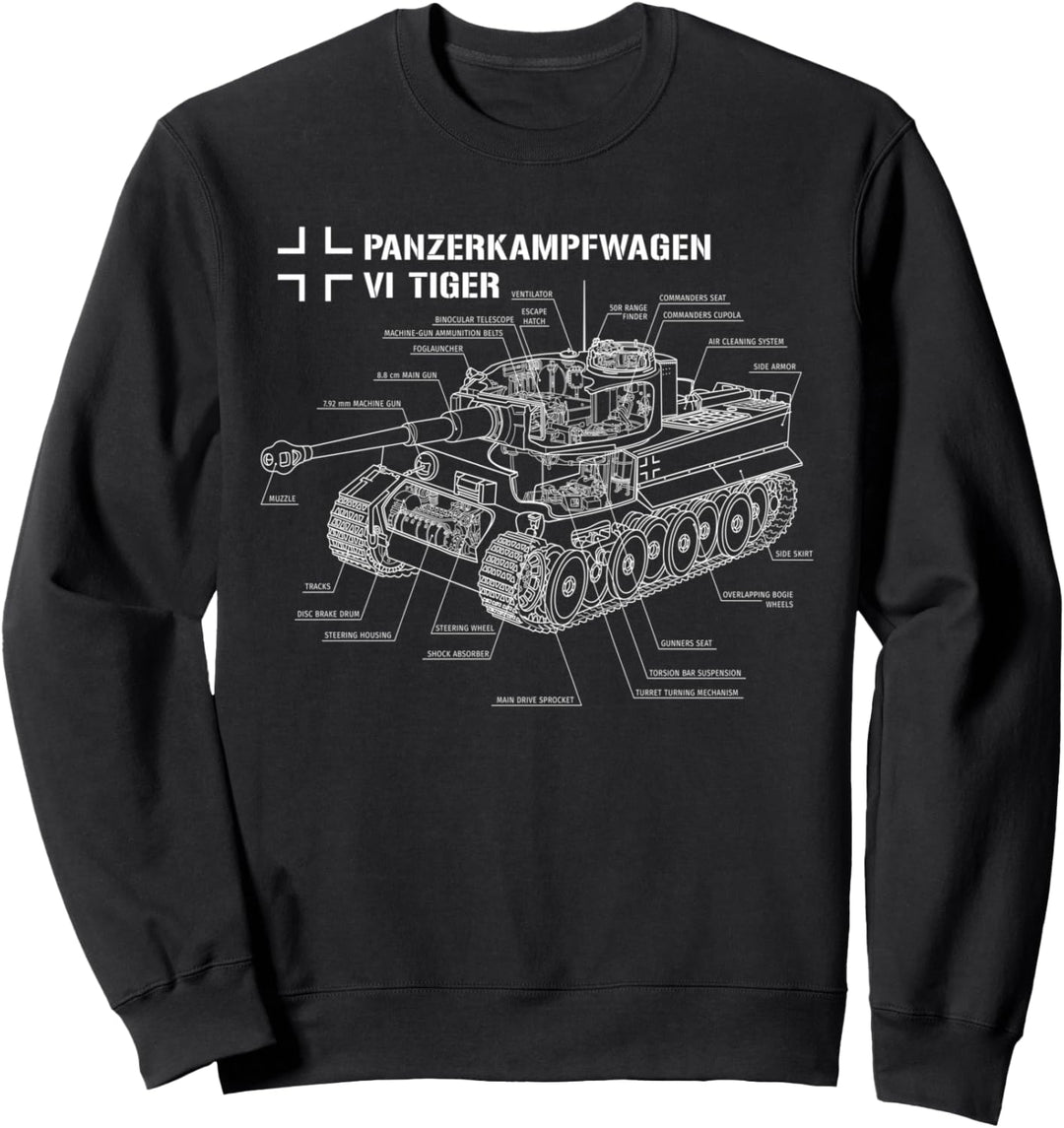 Weltkrieg 2 Deutscher Panzer Tiger I Blaupause Sweatshirt