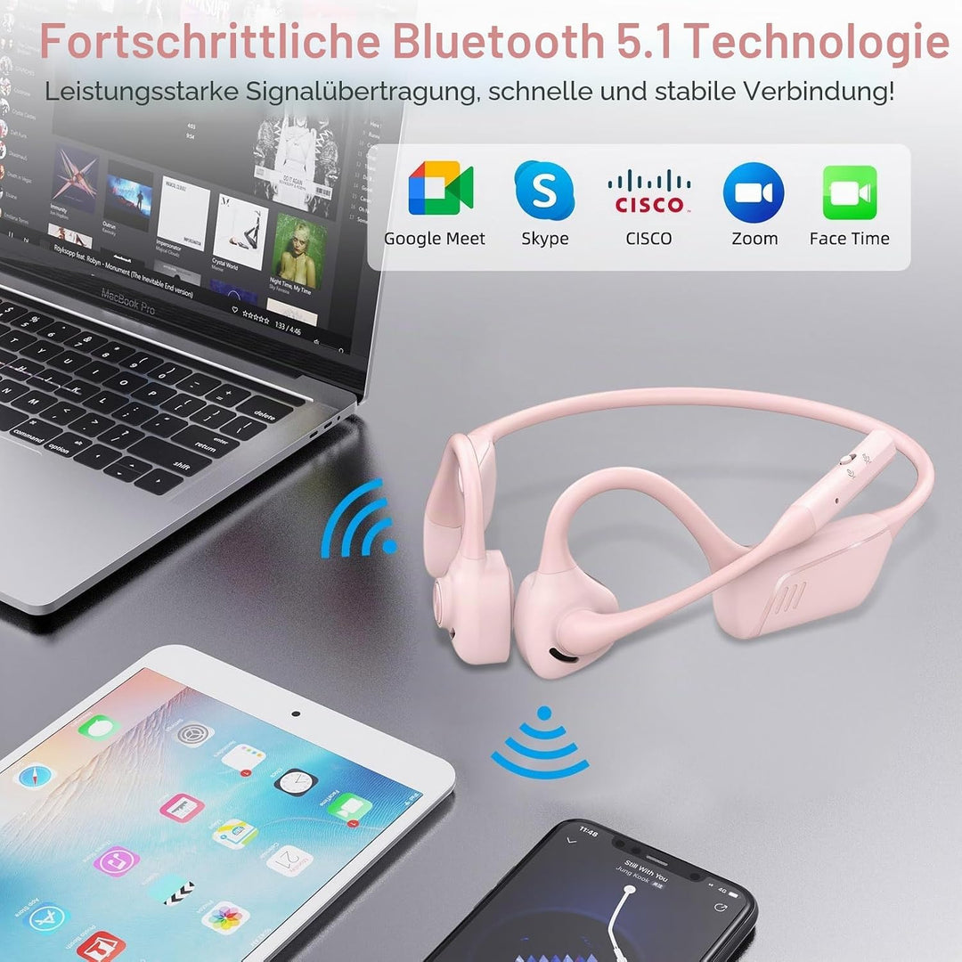 ZIOCOM Open Ear Kopfhörer, Bluetooth 5.1 Headset mit Mikrofon, ENC Noise Cancelling und Stummschaltt