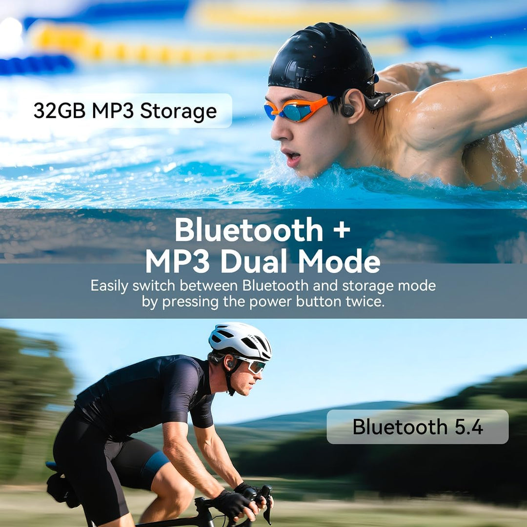 Kopfhörer Schwimmen, Knochenschall Kopfhörer Bluetooth 5.4, IP68 Wasserdicht,SportKopfhörer 32G Spei