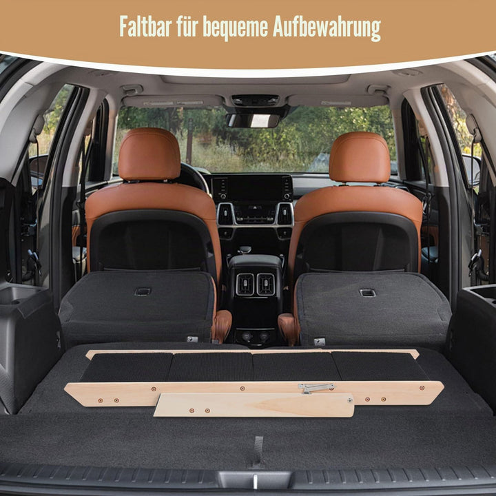 Hundetreppe 4 Stufen,2-in-1 Klappbare Hunderampe aus Holz,rutschfest mit Geringer Neigung,Haustiertr