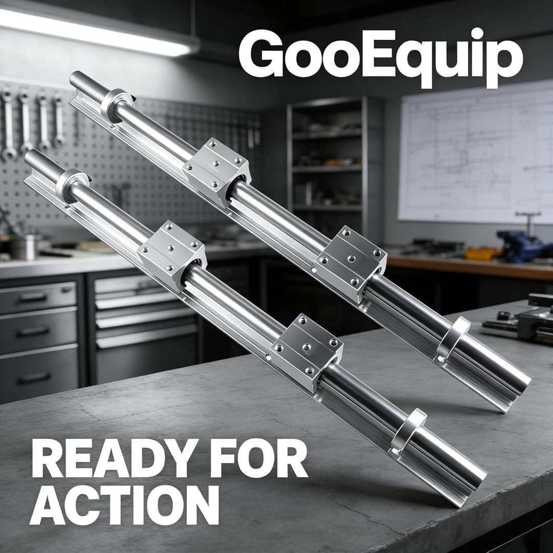 GooEquip Linearführung SBR20 800mm 2 x Linearschienen und 4 x Lagerblöcke mit SBR20 Schienenstopper,