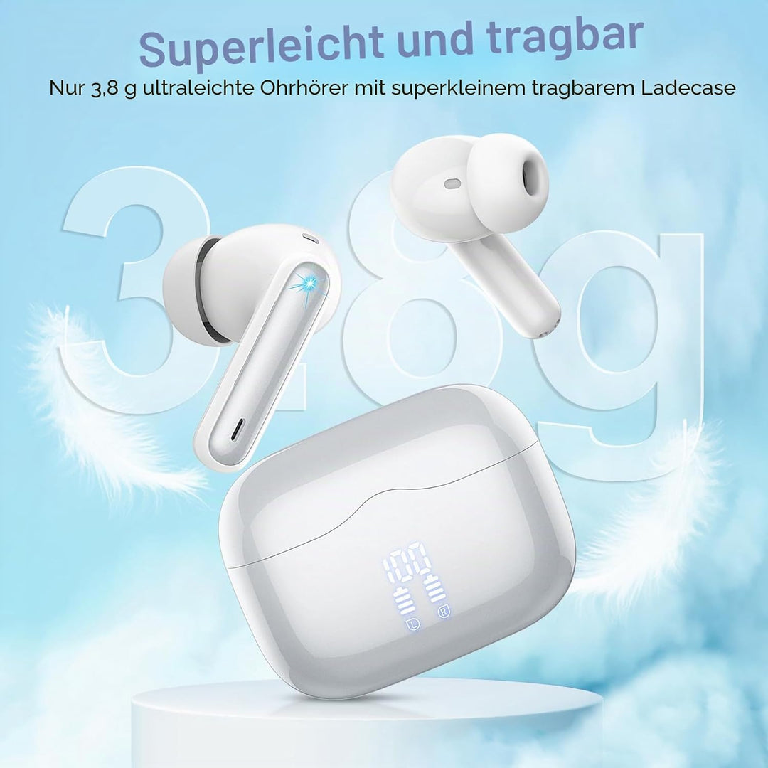 Bluetooth Kopfhörer, 2026 Kopfhörer Kabellos Bluetooth 5.4 mit 4 ENC Noise Cancelling Mics, Tiefer B