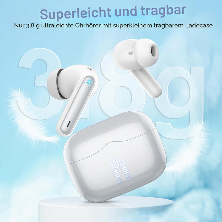 Bluetooth Kopfhörer, 2026 Kopfhörer Kabellos Bluetooth 5.4 mit 4 ENC Noise Cancelling Mics, Tiefer B