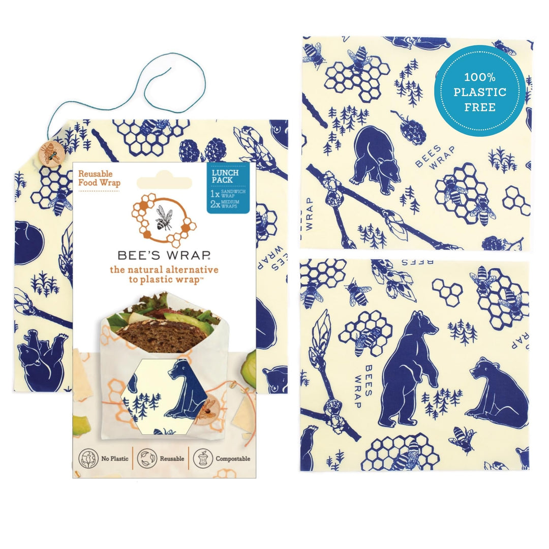 Bees Wrap Bees & Bears Lunchpaket, 3 Stück Bienen und Bären, Bienen und Bären