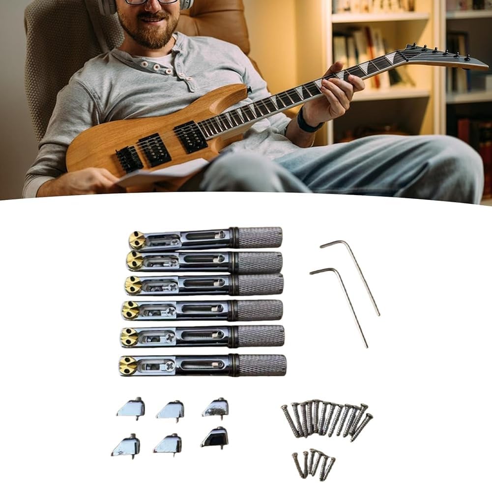 Headless Gitarrenbrücke für 6-saitige E-Gitarre, feste Brücke aus Messing mit Einzelfächern.