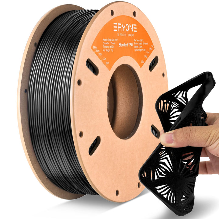 ERYONE TPU Filament 1.75mm, 3D Drucker Filament TPU 1kg 1 Spool, -0.05mm,95A, Schwarz TPU1kg-Schwarz