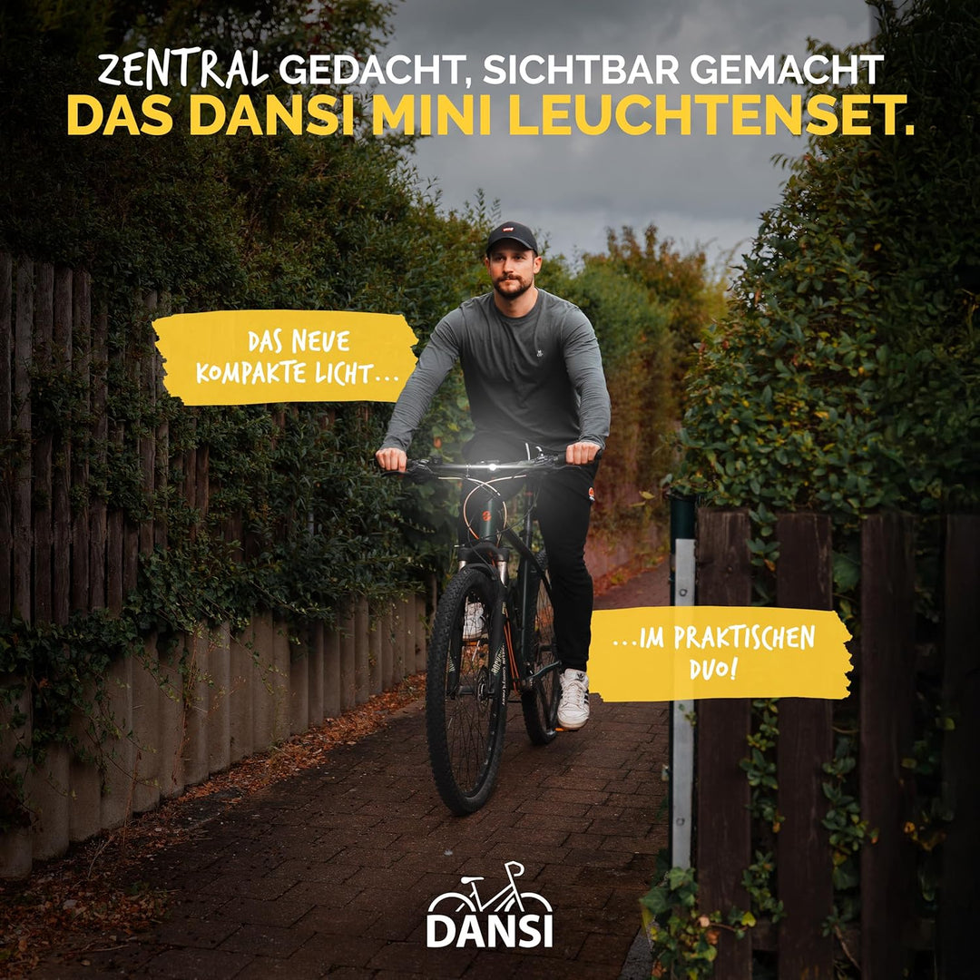DANSI Ahead 25 Fahrradlicht Set - Fahrrad Licht 25/10 LUX + Rücklicht bis 300m Sichtweite - USB-C Au