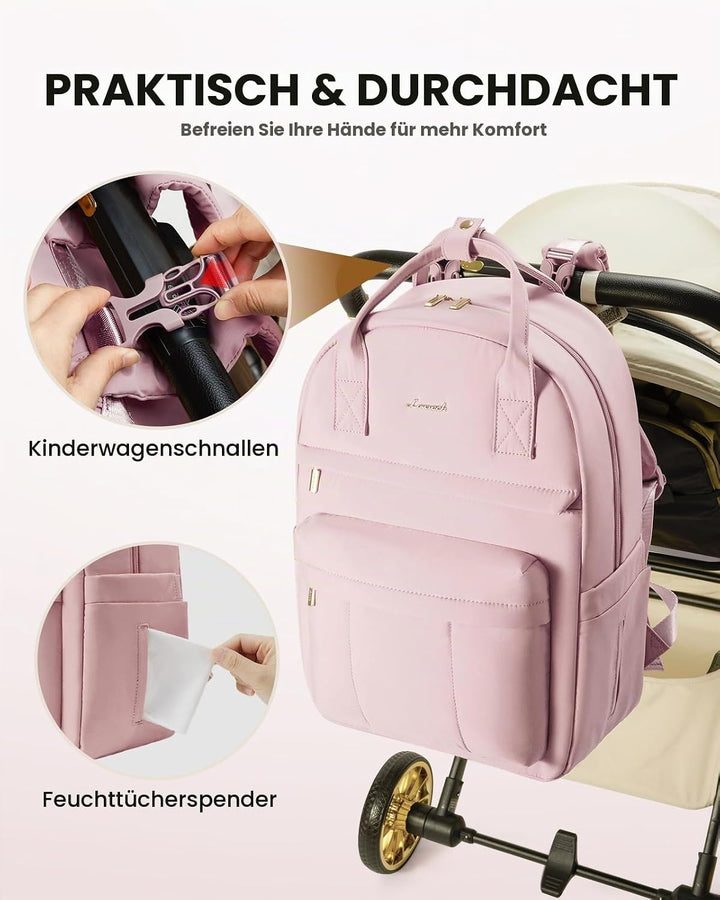 LOVEVOOK Wickelrucksack Baby Wickeltasche Rucksack mit Wickelauflage Lässig Diaper Bag mit Kinderwag
