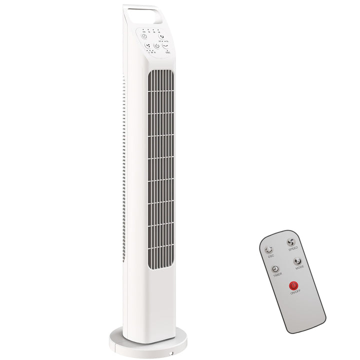 HOMCOM Turmventilator, elektrischer Ventilator mit Fernbedienung, 75° oszillierend, 3 Geschwindigkei