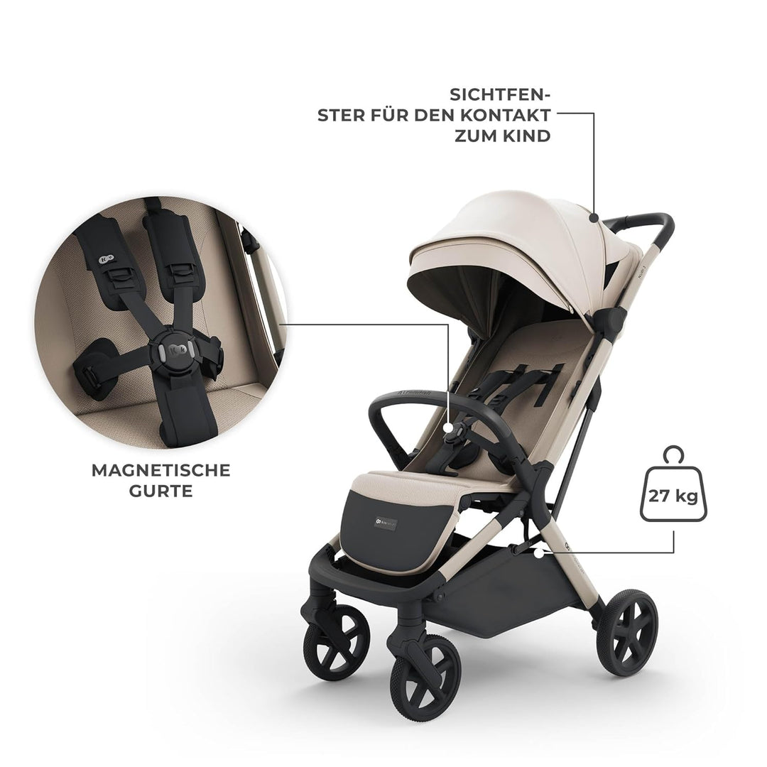 Kinderkraft NUBI 3 Buggy bis 22 kg, automatisch zusammenklappbar, grosse EVA-Räder, Mesh-Sitz, 5-Pun