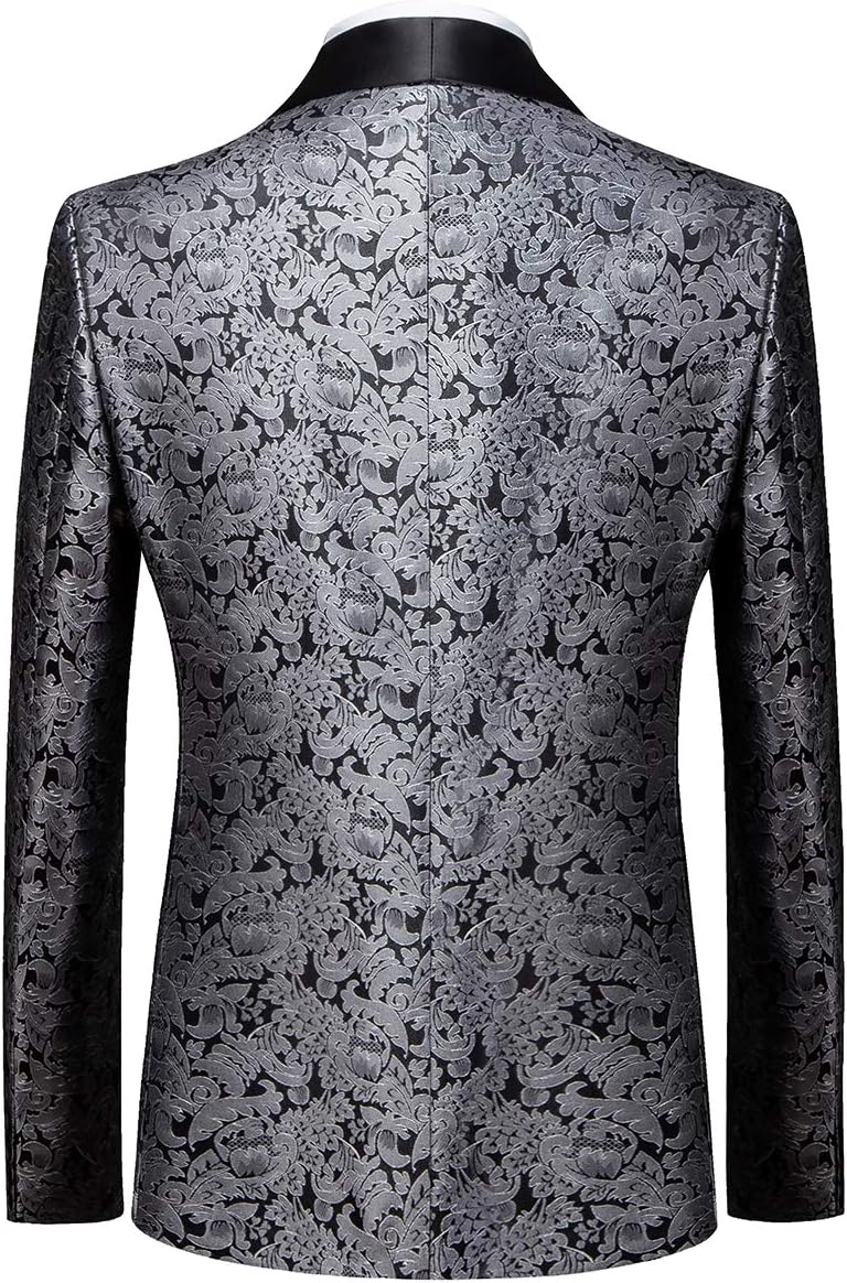Sliktaa Anzug Herren 3-Teillig mit Schalkragen Muster Hochzeit Formell Business Smoking Jacke Weste
