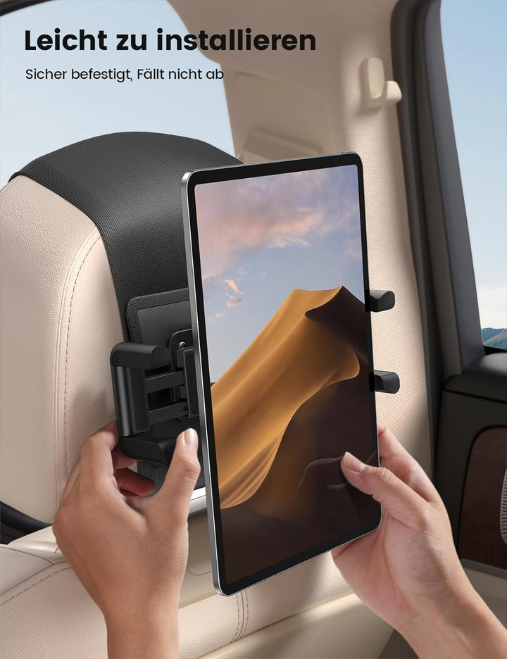 Lamicall 2 Stück Tablet Halterung Auto Kopfstütze - [Faltbare Dicke Tablet-Klemme] 360° Drehung Tabl