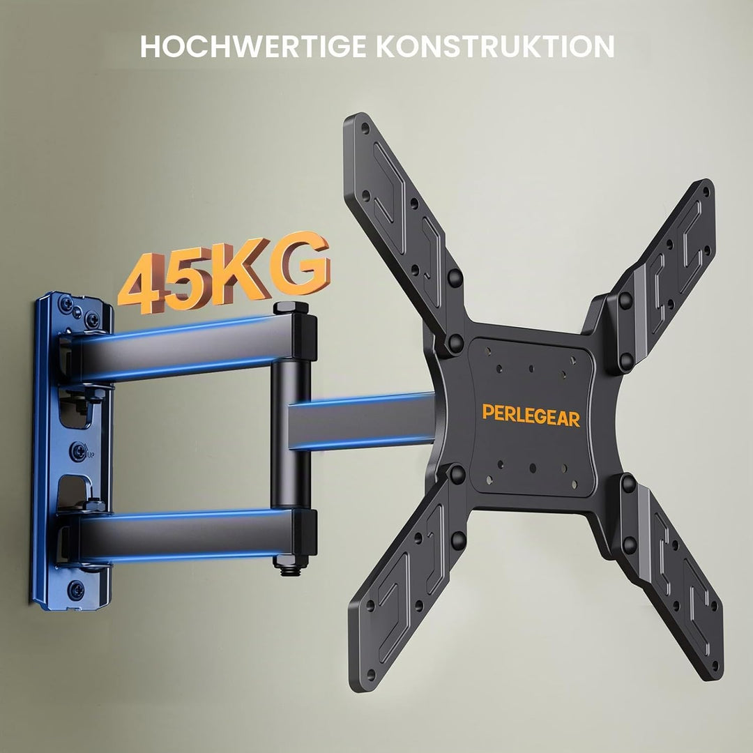 Perlegear TV Wandhalterung, Schwenkbare Neigbare TV Halterung für 26-60 Zoll Flach&amp;Curved Fernseher