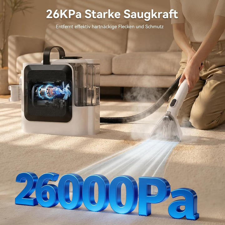 Redkey C2 Polsterreiniger Gerät, 26KPA 1800W Heissdampf Waschsauger Teppichreiniger, 4-in-1 Dampfrei