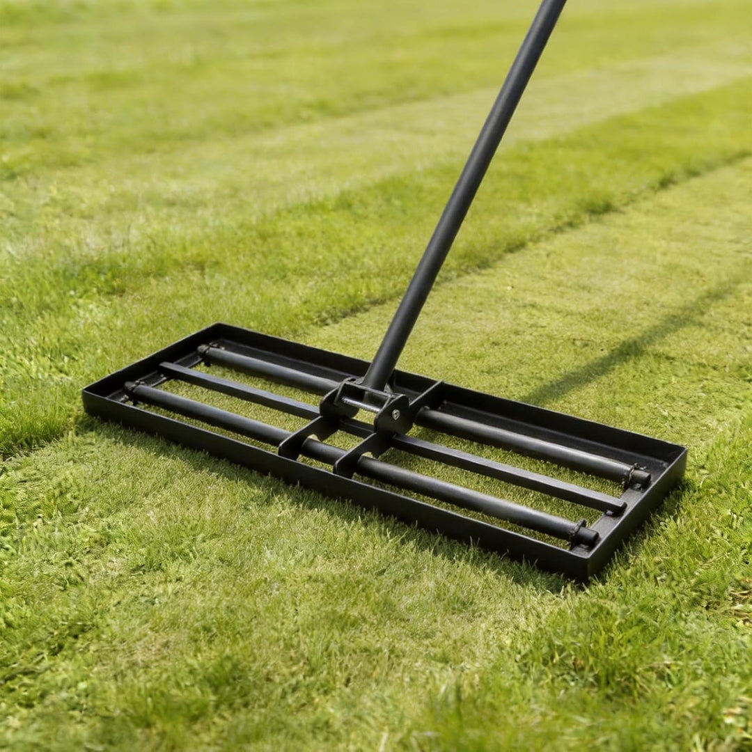 Rasen nivellierrechen 76 x 25cm | 210 cm mit Einstellbarer Langer Griff | Egalisierer Rasen Edelstah