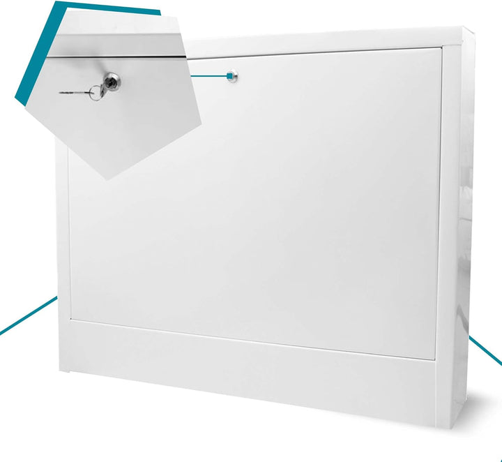 Verteilerschrank Zentrale Fussbodenheizung 10-12 Anschlüsse Aufputzgehäuse aus Weiss Pulverbeschicht