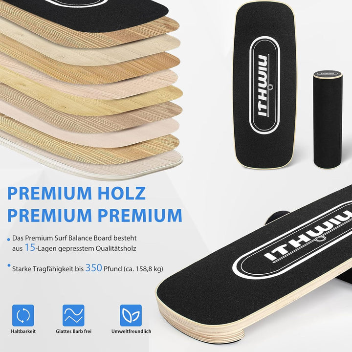 Balance Board Roller Holz Trainer Rollbrett Balance Trainingsbrett Rutschfeste Oberfläche Körperkont