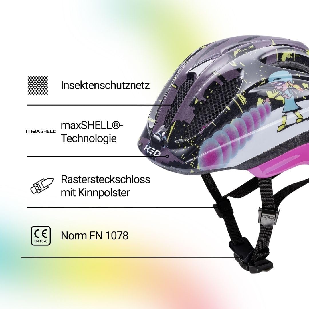 KED Kinderhelm Meggy II Trend, Superhero 44-49cm (XS), 44-49cm (XS)