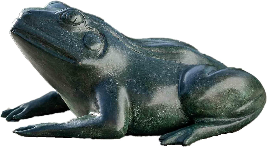 IDYL Bronze-Skulptur Grüner Frosch | 9x17x20 cm | Tierfigur aus Bronze handgefertigt | Gartenskulptu