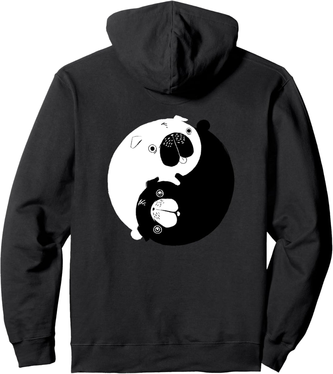 Netter Yin Yang Möpse orientalischer Hund Pullover Hoodie
