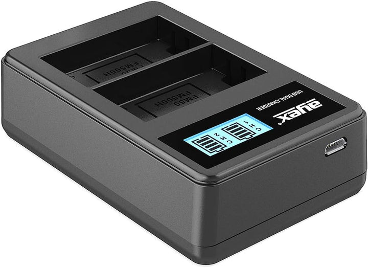 ayex Power-Paket mit 2 x ayex Akku NP-F550 Passend für Sony u.1 x ayex USB Dual-Ladegerät Zubehör 2x