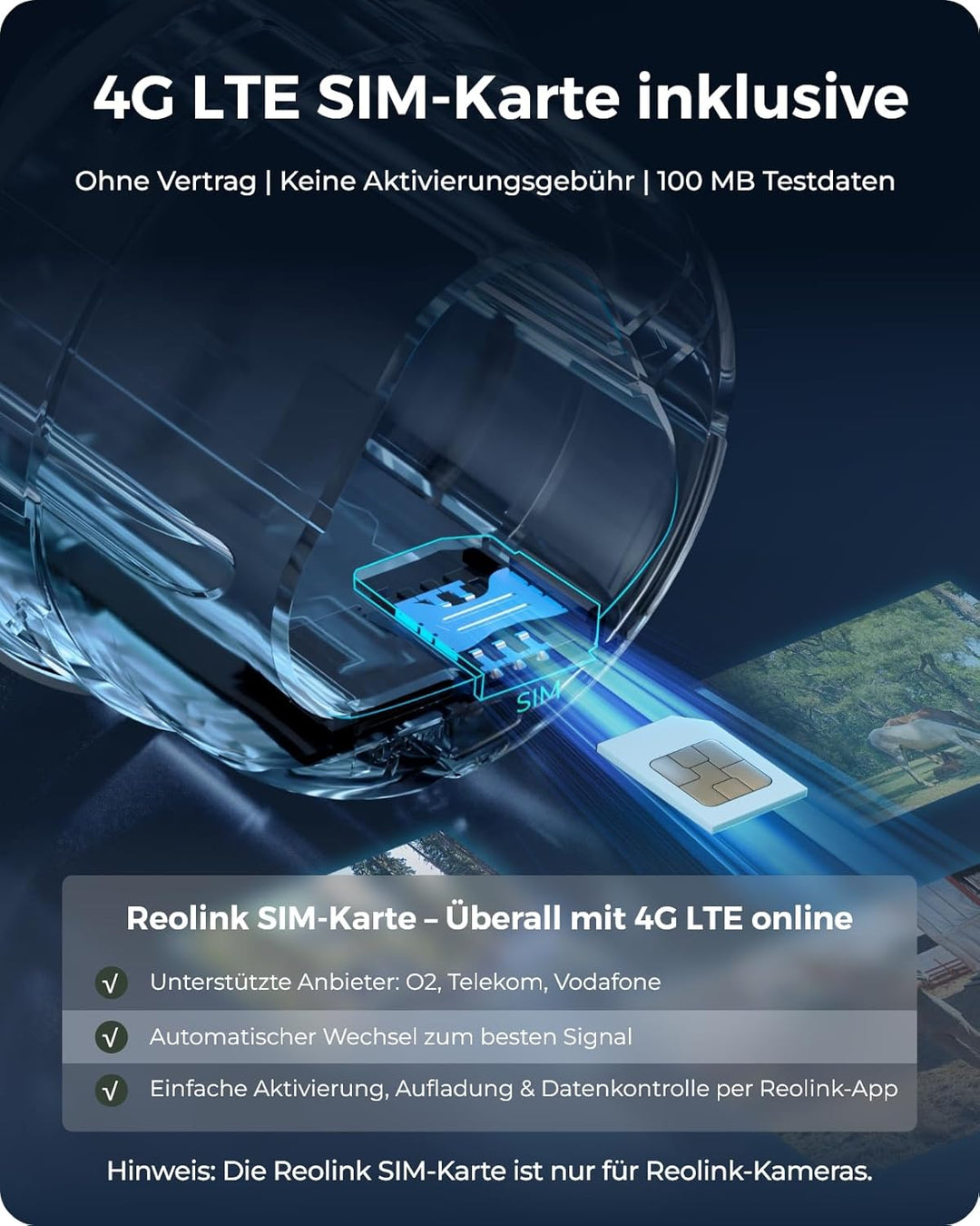 Reolink 4K 4G LTE Überwachungskamera mit SIM Karte, 8MP Solar Kamera Outdoor ohne WLAN, Person/Auto/