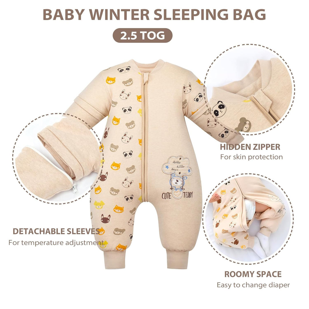 Baby Schlafsack mit Beinen Warm gefüttert winter kinder schlafsack abnehmbaren Ärmeln，Junge Mädchen