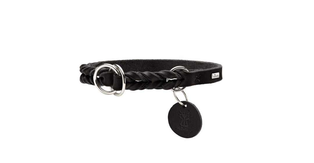 HUNTER SOLID EDUCATION Dressurhalsung für Hunde, Leder, weich, griffig, 65 (L-XL), schwarz schwarz 6