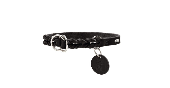 HUNTER SOLID EDUCATION Dressurhalsung für Hunde, Leder, weich, griffig, 60 (L), schwarz schwarz 60 (
