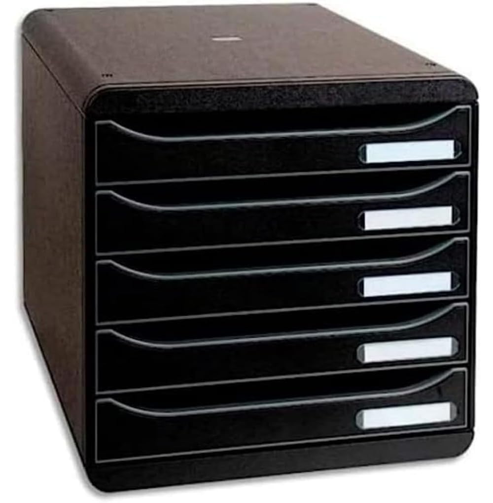 Exacompta 309714D Premium Ablagebox mit 5 Schubladen für DIN A4+ Dokumente. Stapelbare Schubladenbox