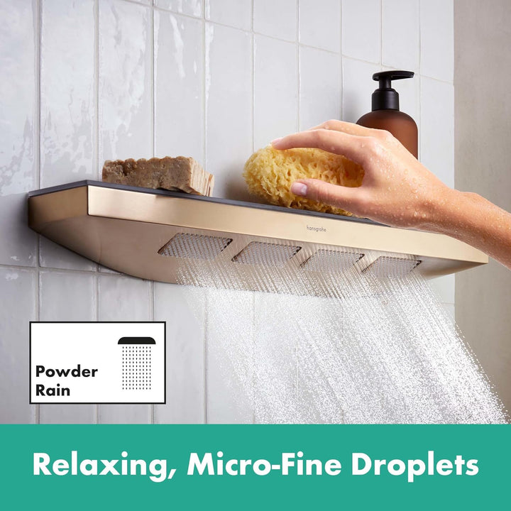 hansgrohe Schulterbrause mit Duschablage Rainfinity, mit 1 Strahlart (PowderRain) und Duschregal 50c
