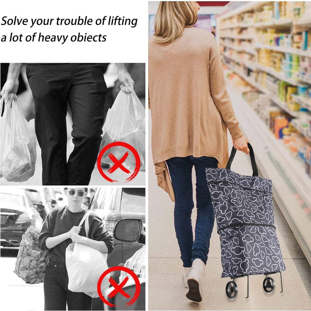 Faltbare Einkaufstasche mit Rollen, Trolley Einkaufstrolley, Einkaufstrolley Klappbar Multifunktiona
