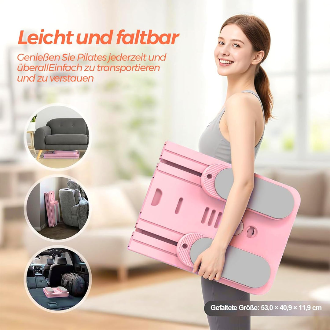 Pilates Board Upgraded, 6-in-1 Faltbares Pilates Reformer Set für Zuhause, Multifunktionales Ganzkör