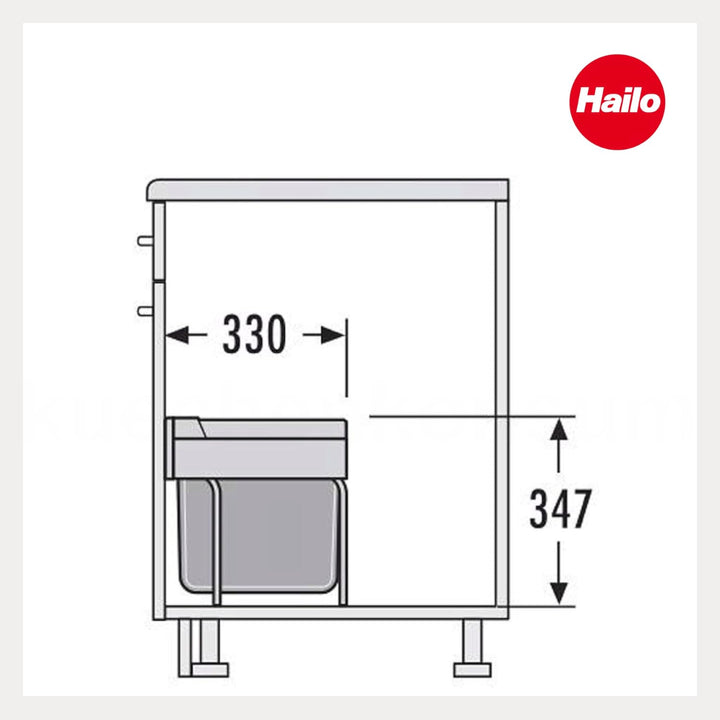 Hailo Abfallsammler 3644901 | 2fach Raumspar Tandem | 18 + 12L Inneneimer | ab 50 cm breiten Untersc