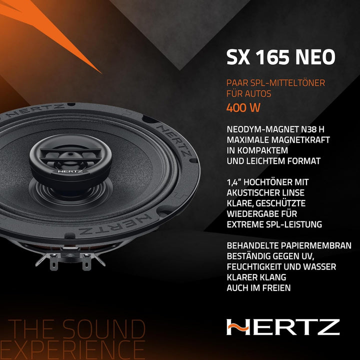 Hertz SX 165 Neo Set Coax 2Way 16,5cm 2-Wege Koaxialsystem 1 Paar aus der SPL Show Serie