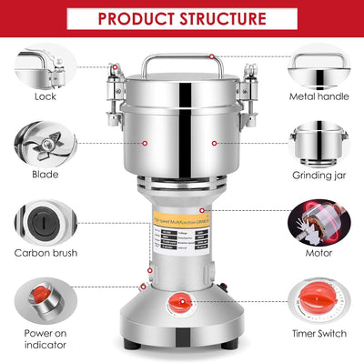 Kotsy 500g Tragbare Getreidemühle 220 V Hochgeschwindigkeits Schleifmaschine Mehl Pulver Maschine fü