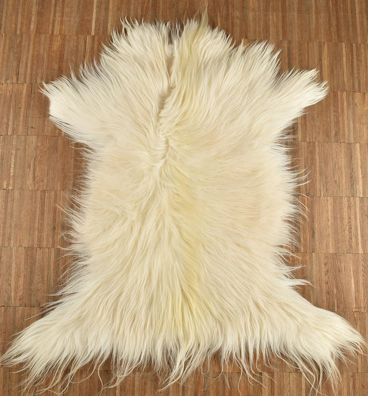 ZIEGENFELL Creme Weiss Champagner LANGHAAR CA. 70 x 50 cm DEKO Fell VON KUHFELLE ONLINE