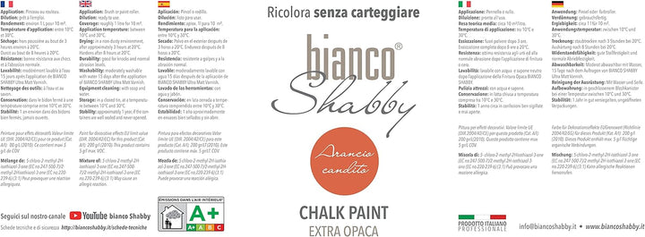 bianco Shabby® Arancio Candito Kreidefarbe Wasserbasis für Alle Oberflächen einfach zu verarbeiten o