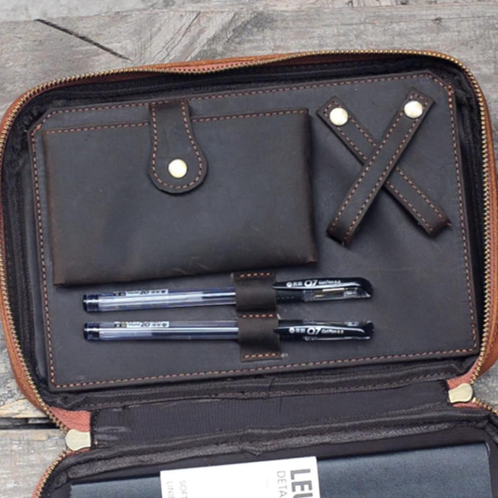 JJNUSA Leder Portfolio Reise Reissverschluss für Männer Frauen iPad Pro 11 10.5/9.7 Cover Dokument O